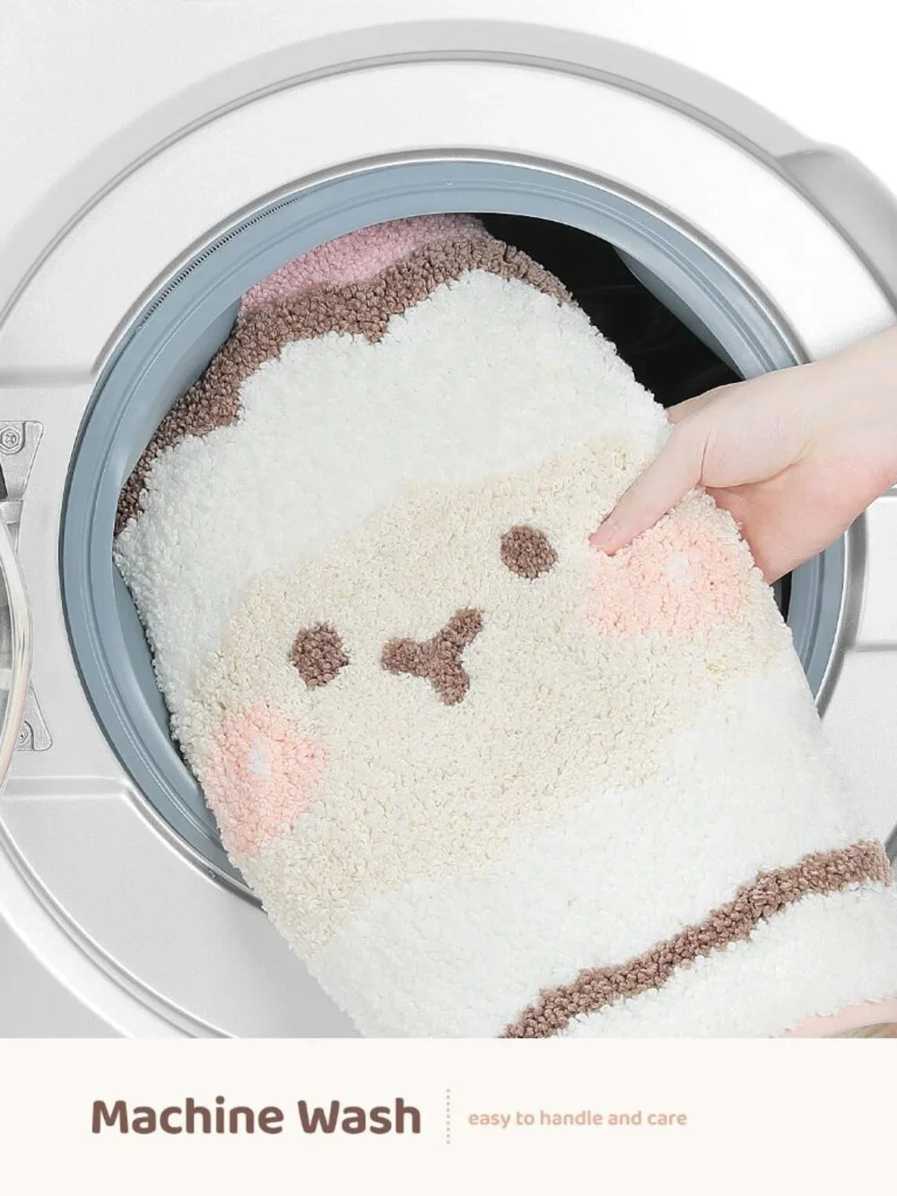 Sheep Bath Mat Bathroom Rug, Plush Microfiber Shower Rug Non-Slip Water Absorben